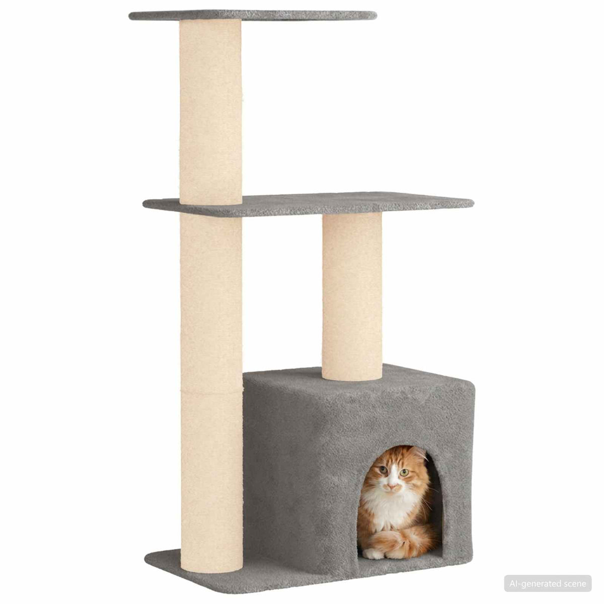 vidaXL Kattenboom met sisal krabpalen Lichtgrijs 133 cm