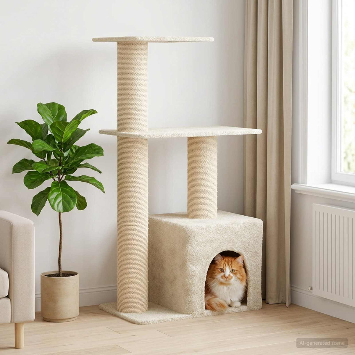 vidaXL Kattenboom met sisal krabpalen Lichtgrijs 133 cm