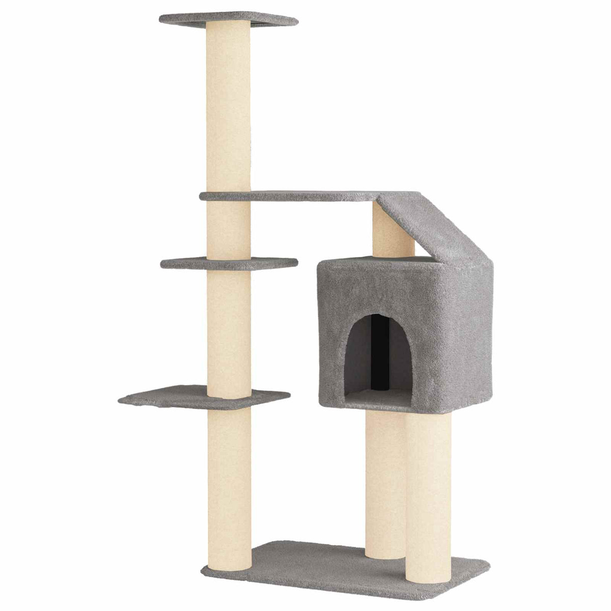 vidaXL Kattenboom met sisal krabpalen Lichtgrijs 183 cm