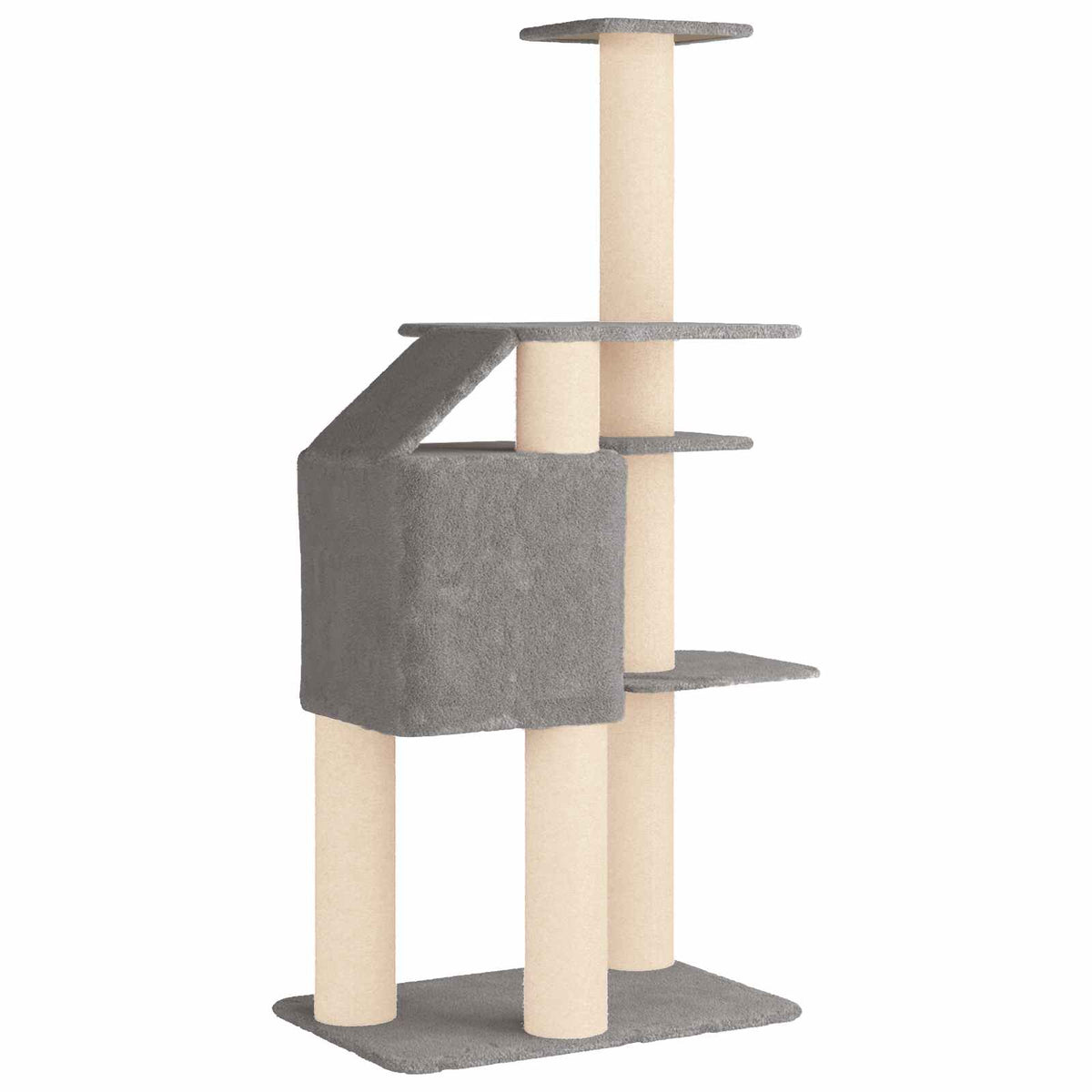 vidaXL Kattenboom met sisal krabpalen Lichtgrijs 183 cm