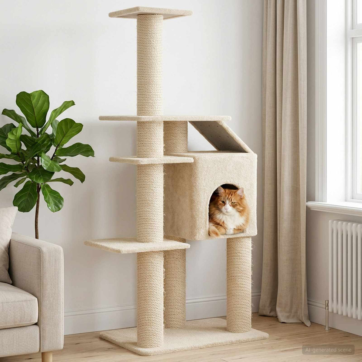 vidaXL Kattenboom met sisal krabpalen Lichtgrijs 183 cm