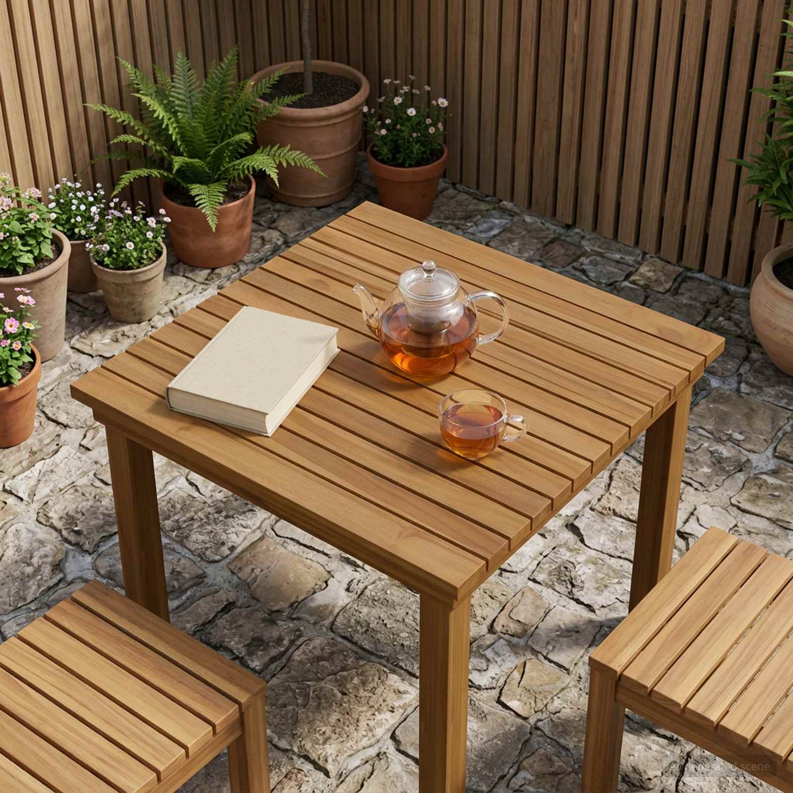 vidaXL Tafelblad 40 x 40 x 3,5 cm Vierkant Massief Teakhout Naturel
