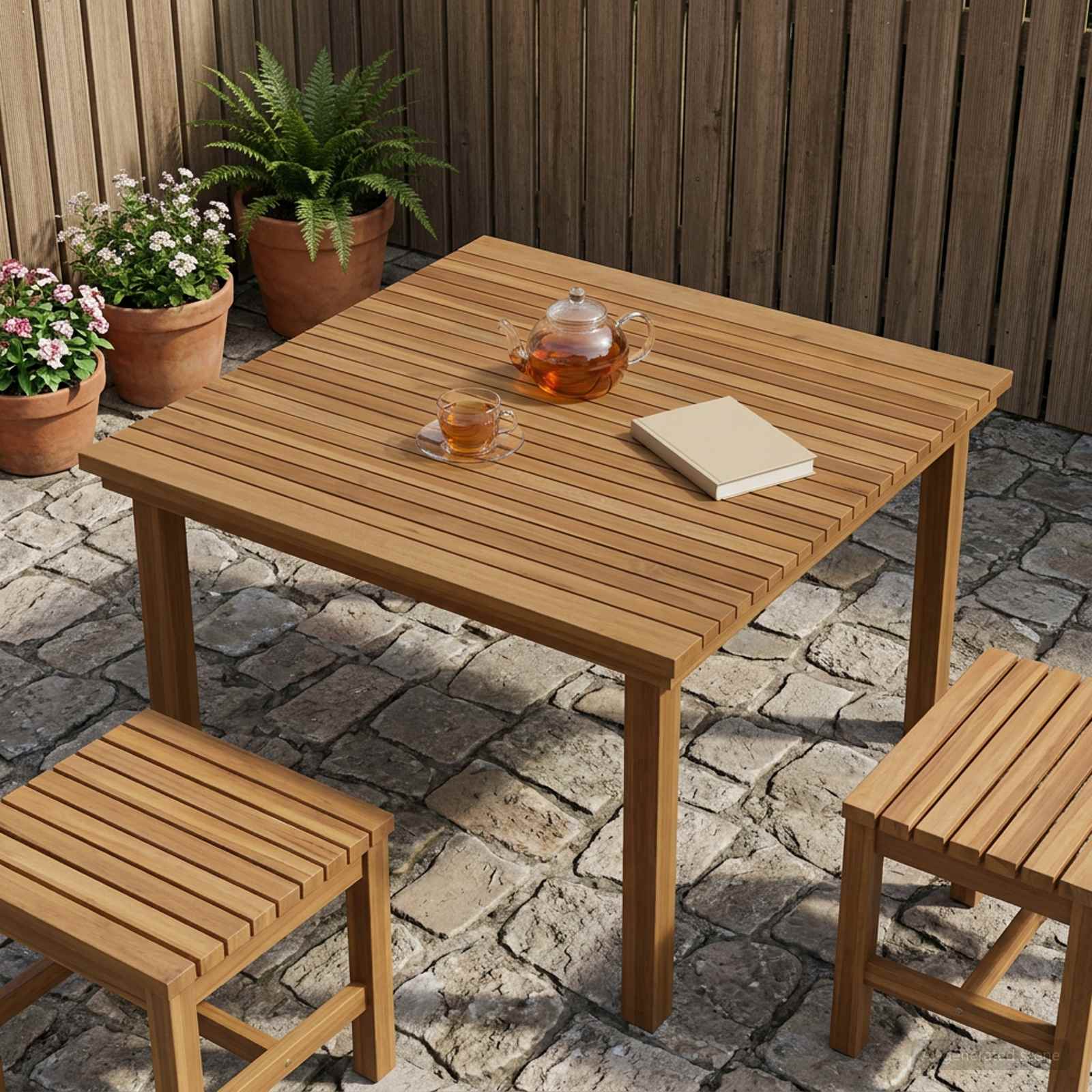 vidaXL Tafelblad 40 x 40 x 3,5 cm Vierkant Massief Teakhout Naturel