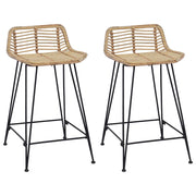 vidaXL Barkruk 2 pcs Naturel 44 x 45 x 76 cm Rattan en staal