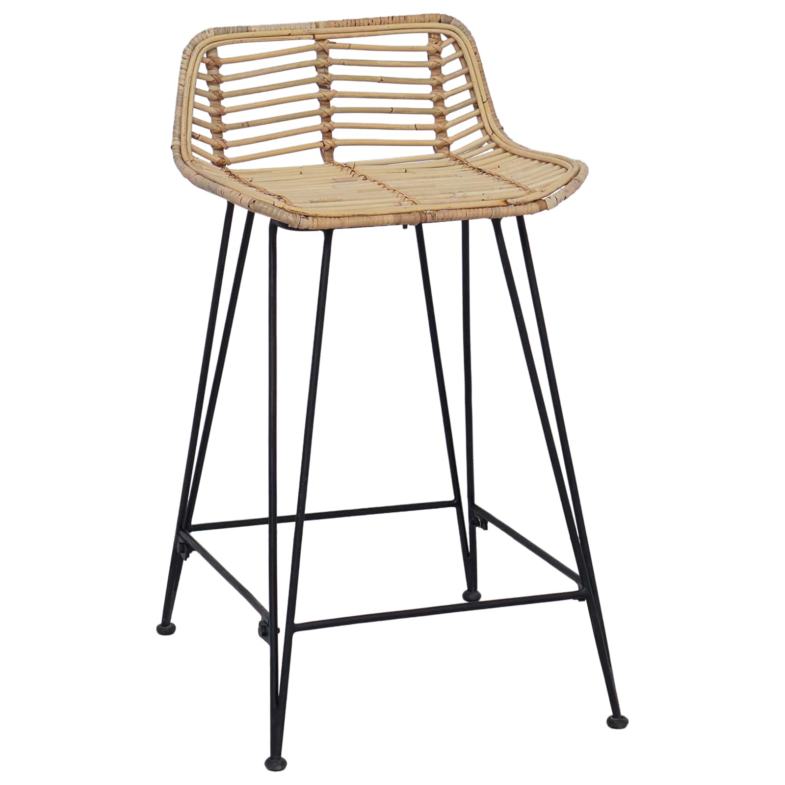 vidaXL Barkruk 2 pcs Naturel 44 x 45 x 76 cm Rattan en staal