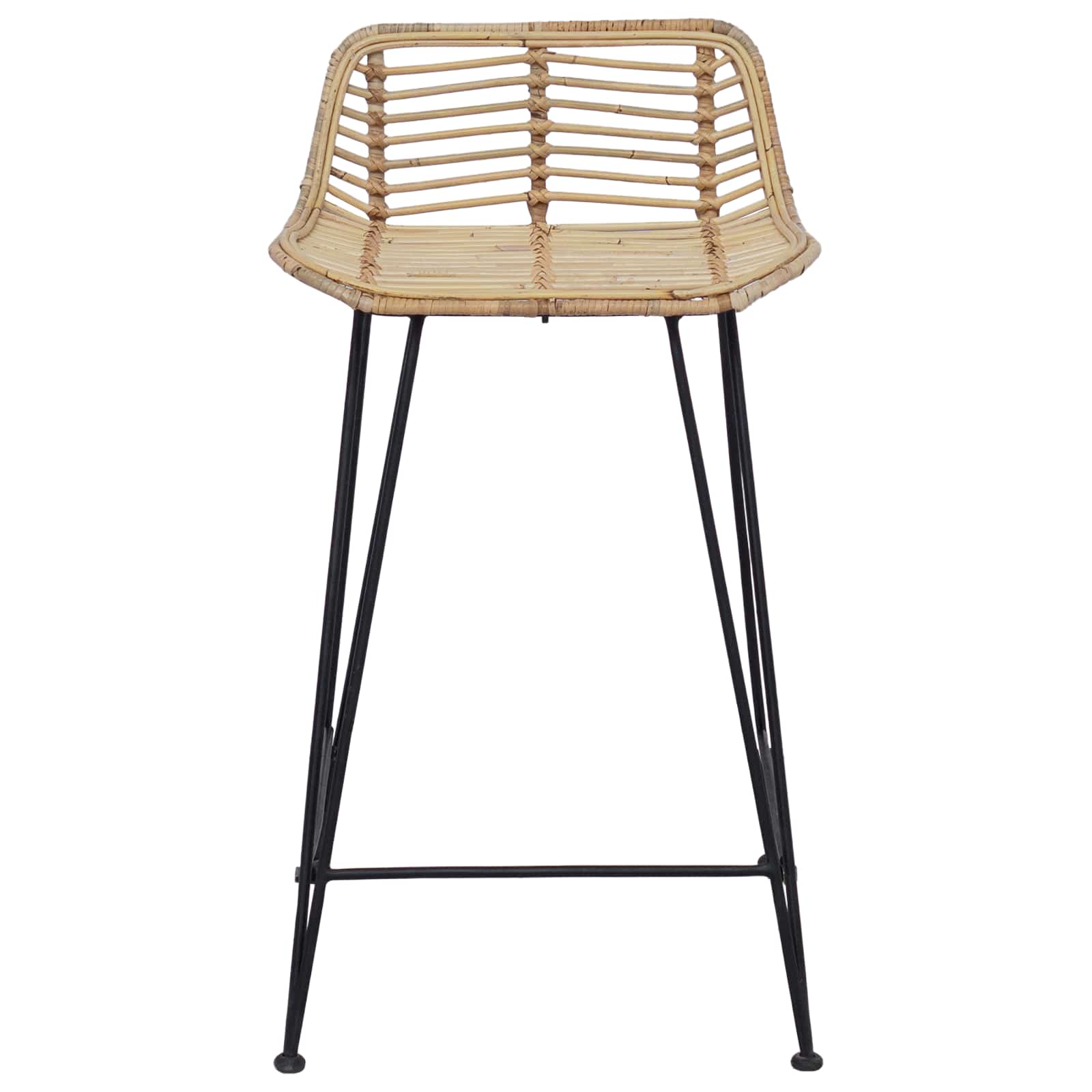 vidaXL Barkruk 2 pcs Naturel 44 x 45 x 76 cm Rattan en staal