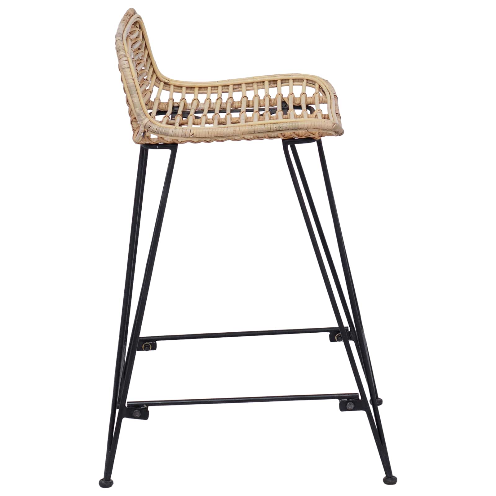vidaXL Barkruk 2 pcs Naturel 44 x 45 x 76 cm Rattan en staal