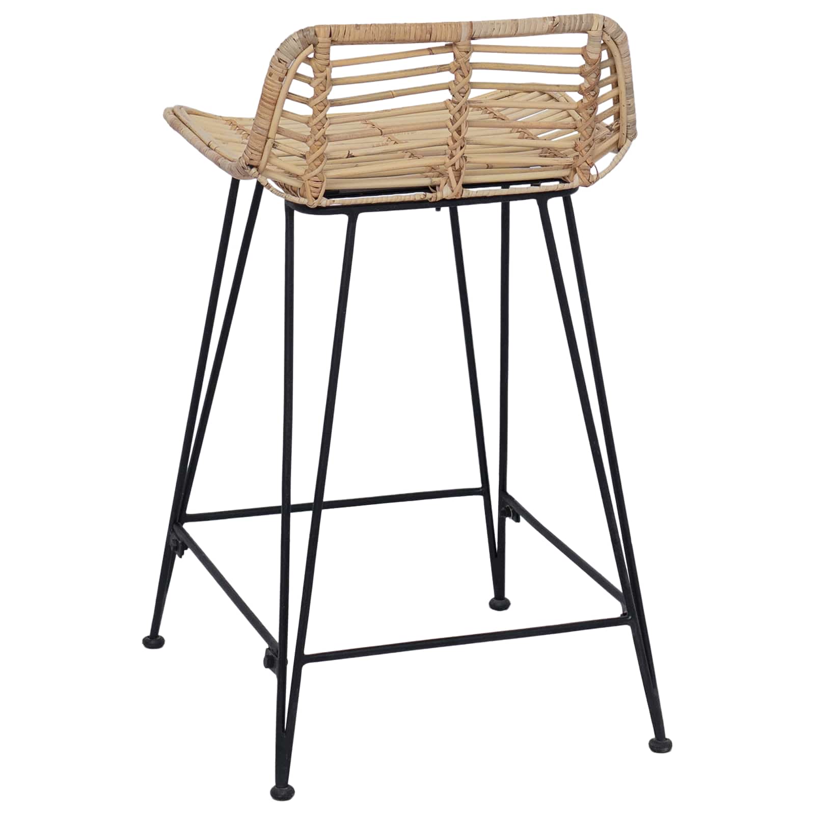 vidaXL Barkruk 2 pcs Naturel 44 x 45 x 76 cm Rattan en staal