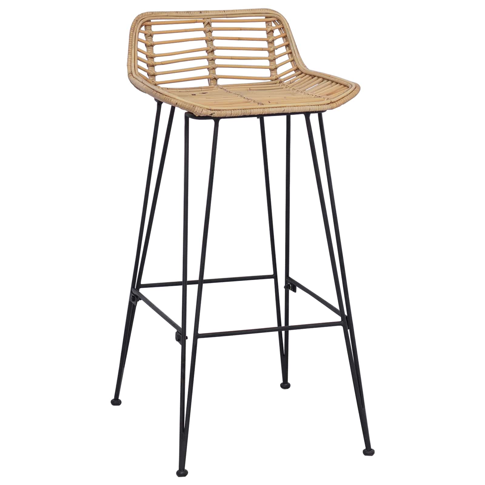 vidaXL Barkruk 2 st Zwart 44 x 46 x 91 cm Rattan en staal