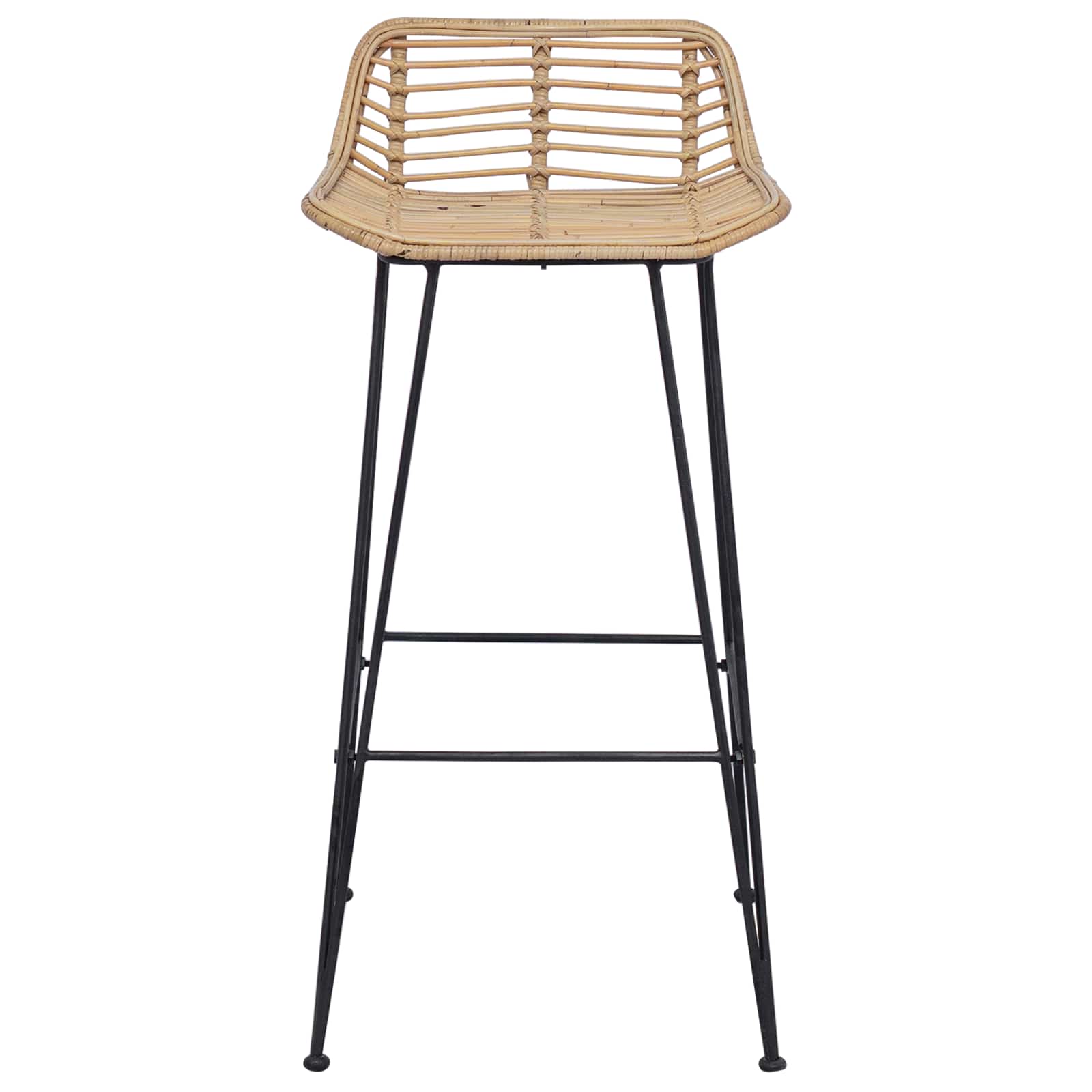 vidaXL Barkruk 2 st Zwart 44 x 46 x 91 cm Rattan en staal