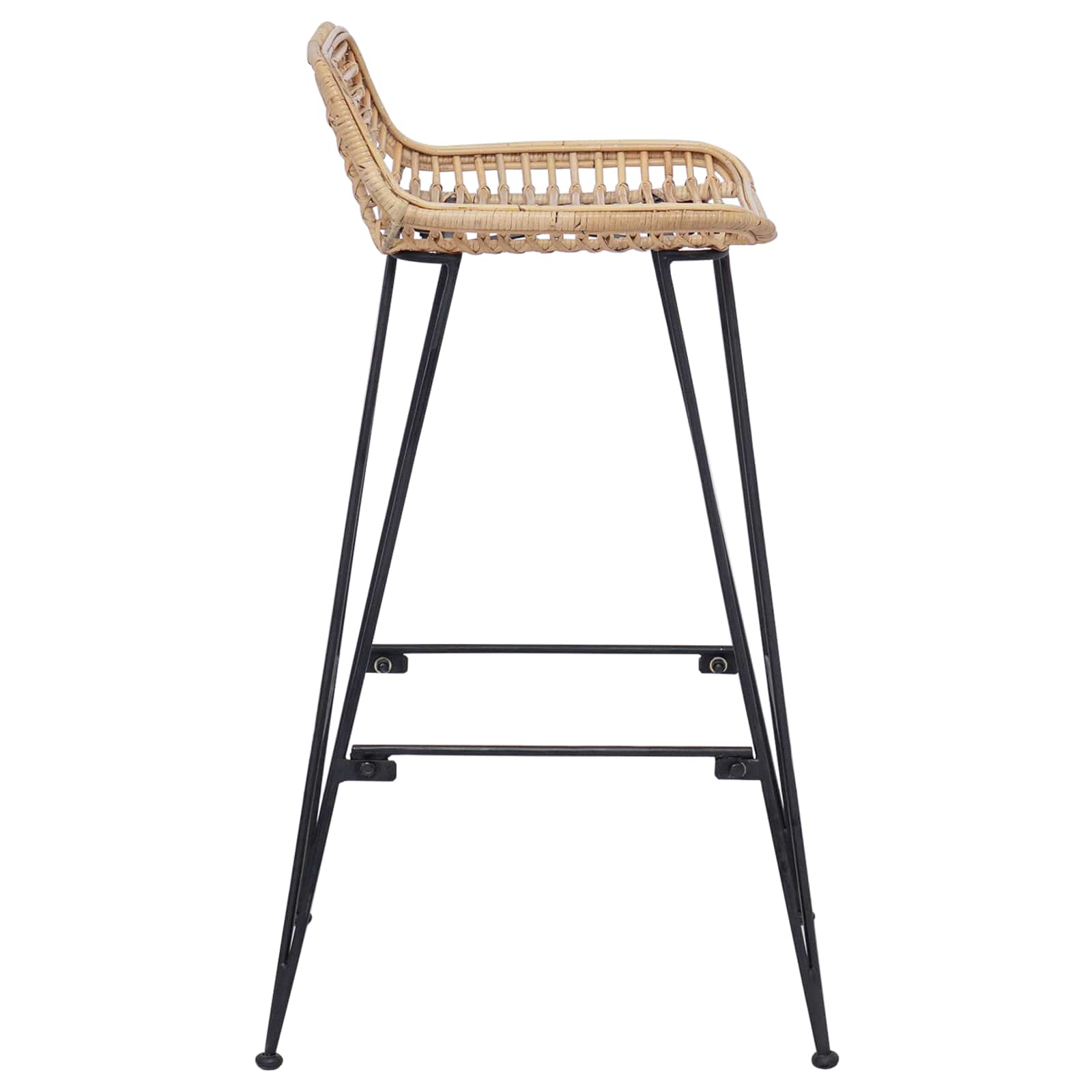 vidaXL Barkruk 2 st Zwart 44 x 46 x 91 cm Rattan en staal
