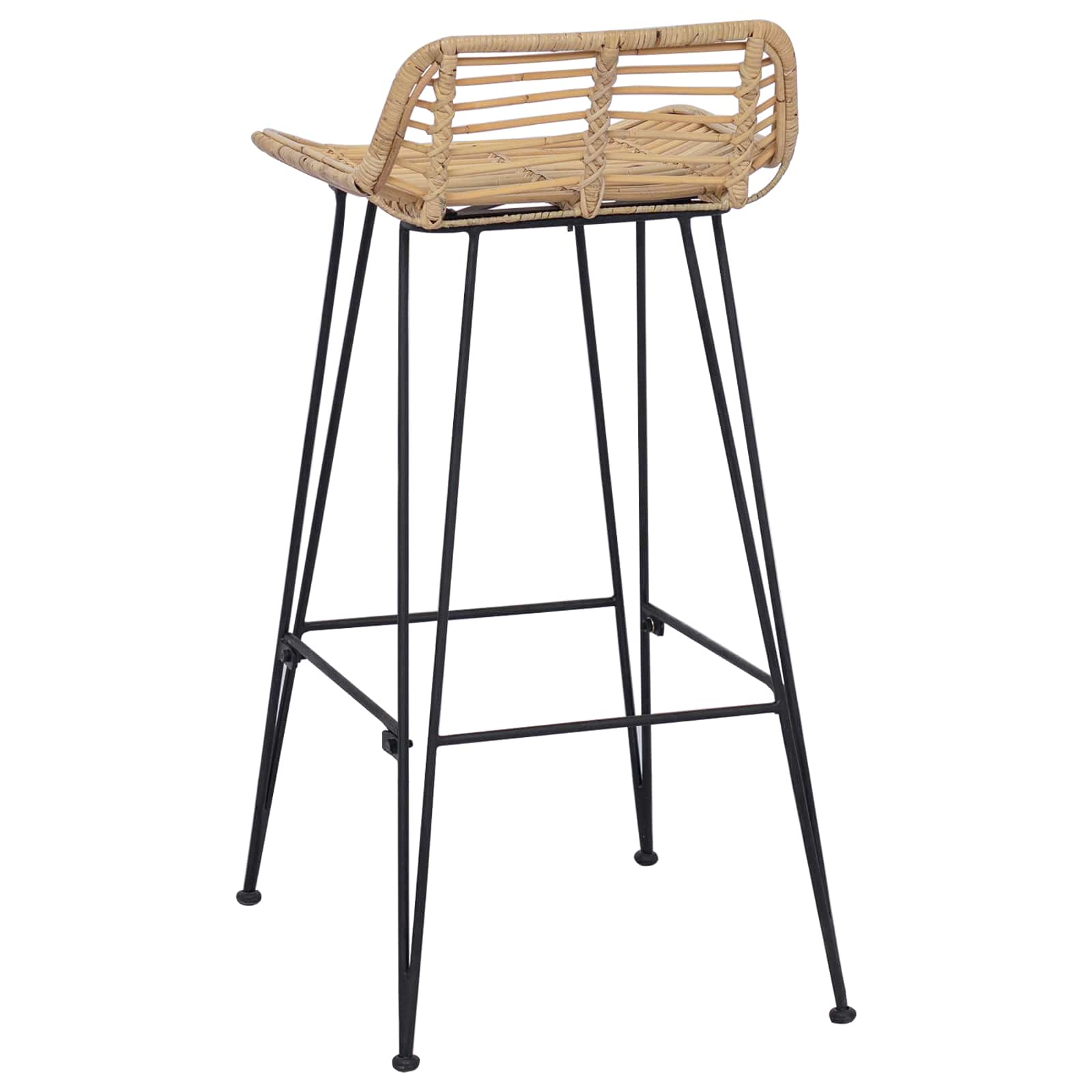 vidaXL Barkruk 2 st Zwart 44 x 46 x 91 cm Rattan en staal