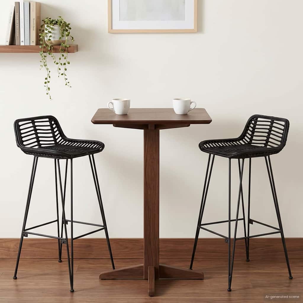 vidaXL Barkruk 2 st Zwart 44 x 46 x 91 cm Rattan en staal