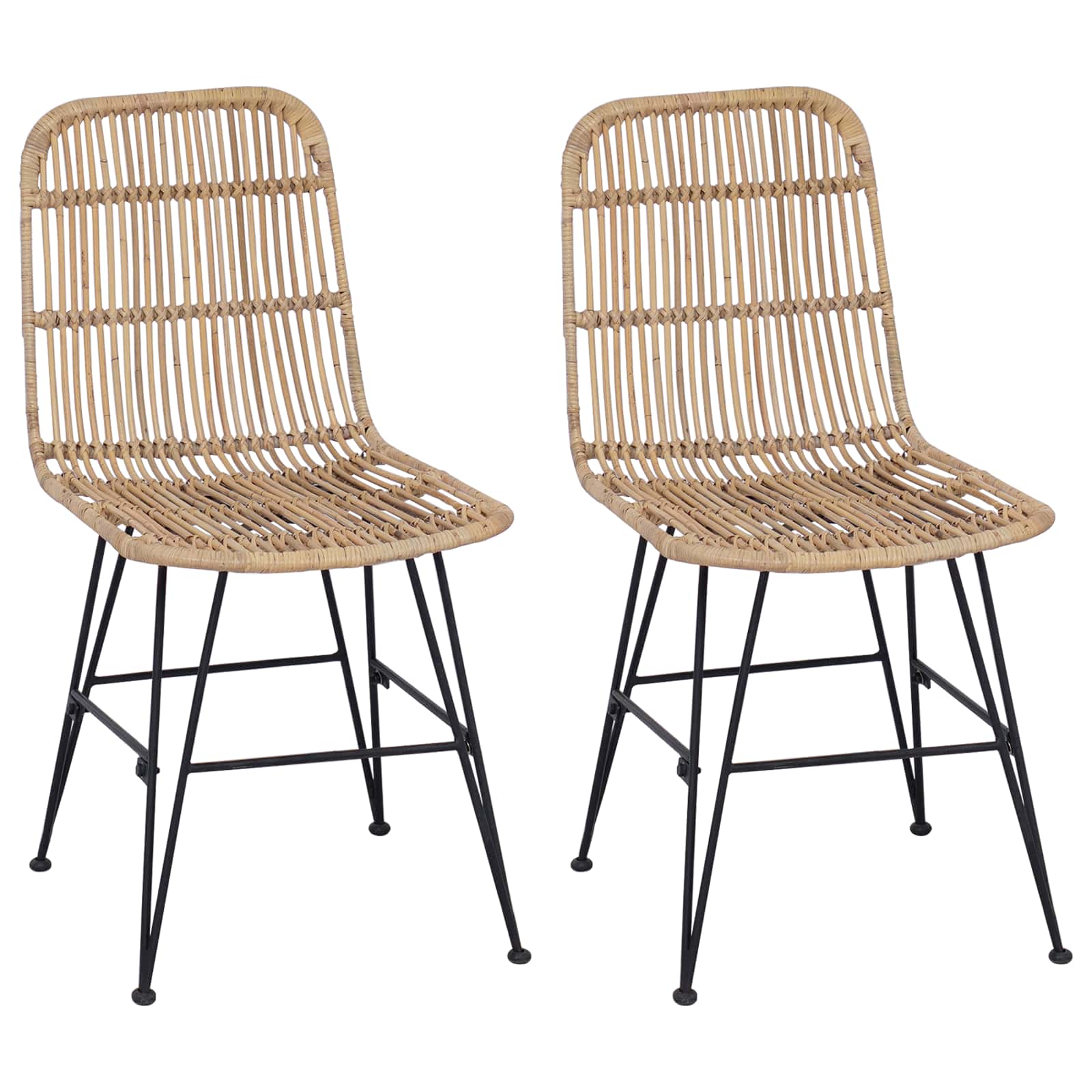 vidaXL Eetkamerstoel 2 pcs Naturel 41 x 55 x 85 cm Rattan en staal