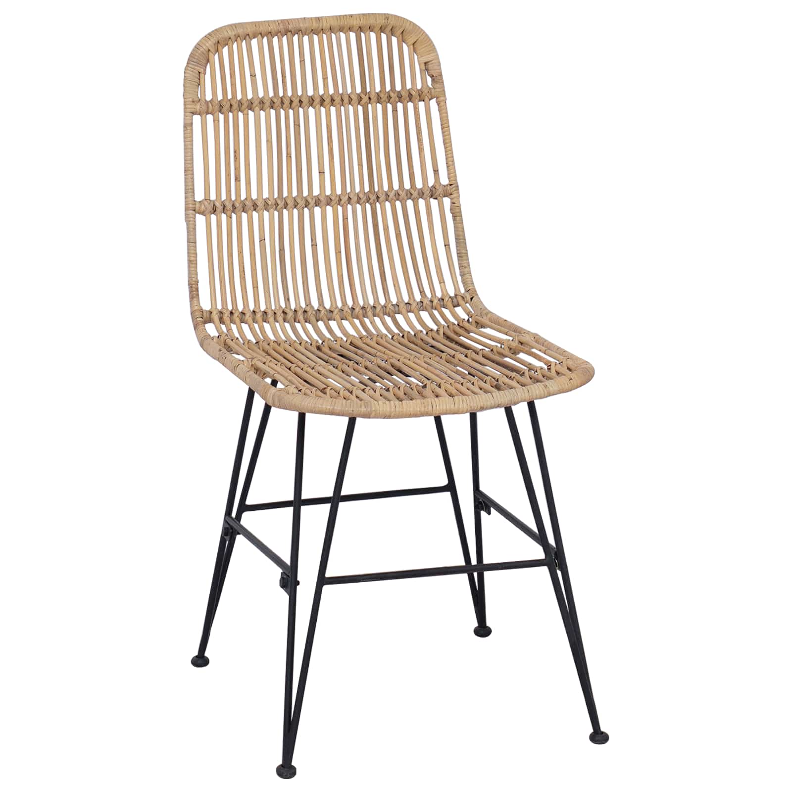 vidaXL Eetkamerstoel 2 pcs Naturel 41 x 55 x 85 cm Rattan en staal