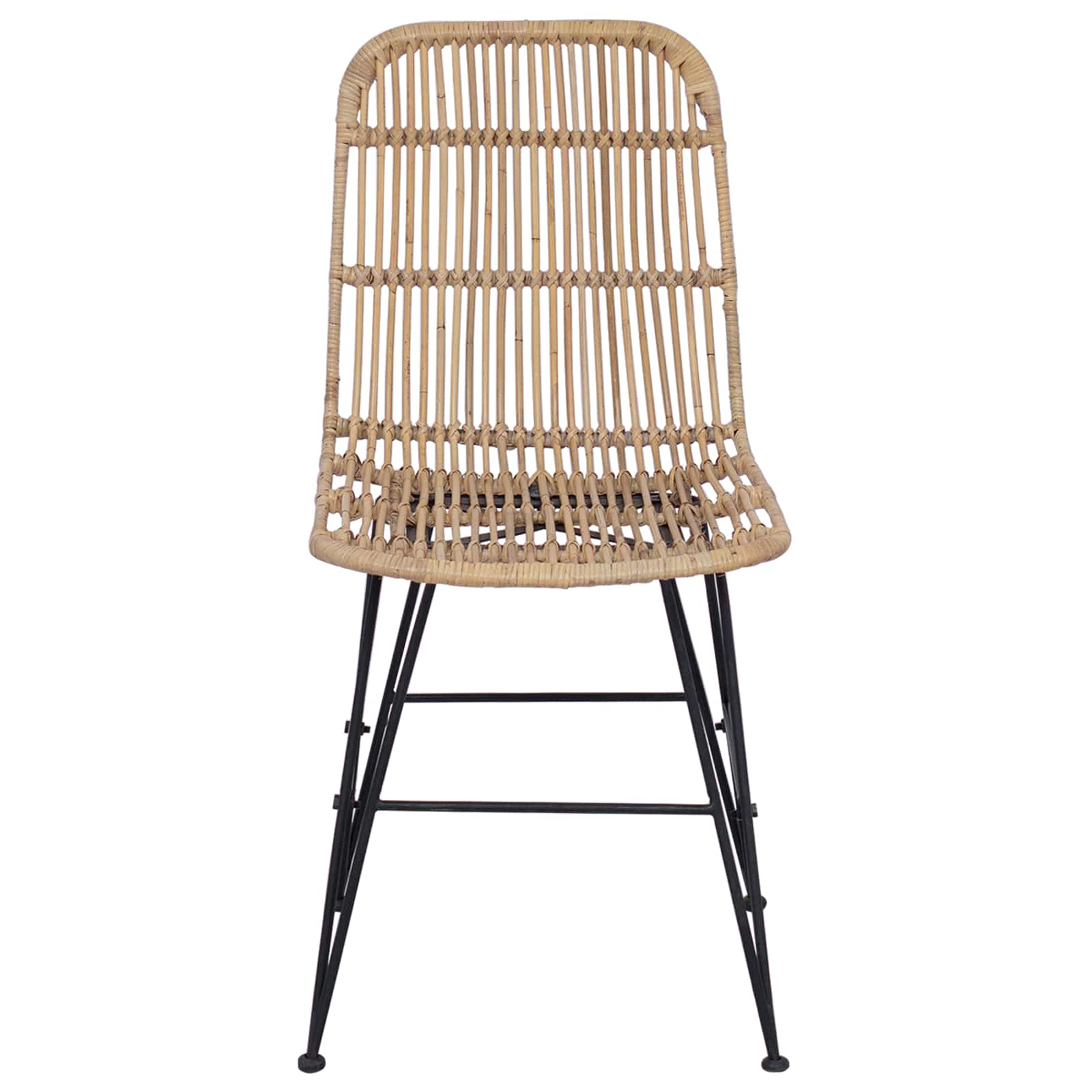 vidaXL Eetkamerstoel 2 pcs Naturel 41 x 55 x 85 cm Rattan en staal