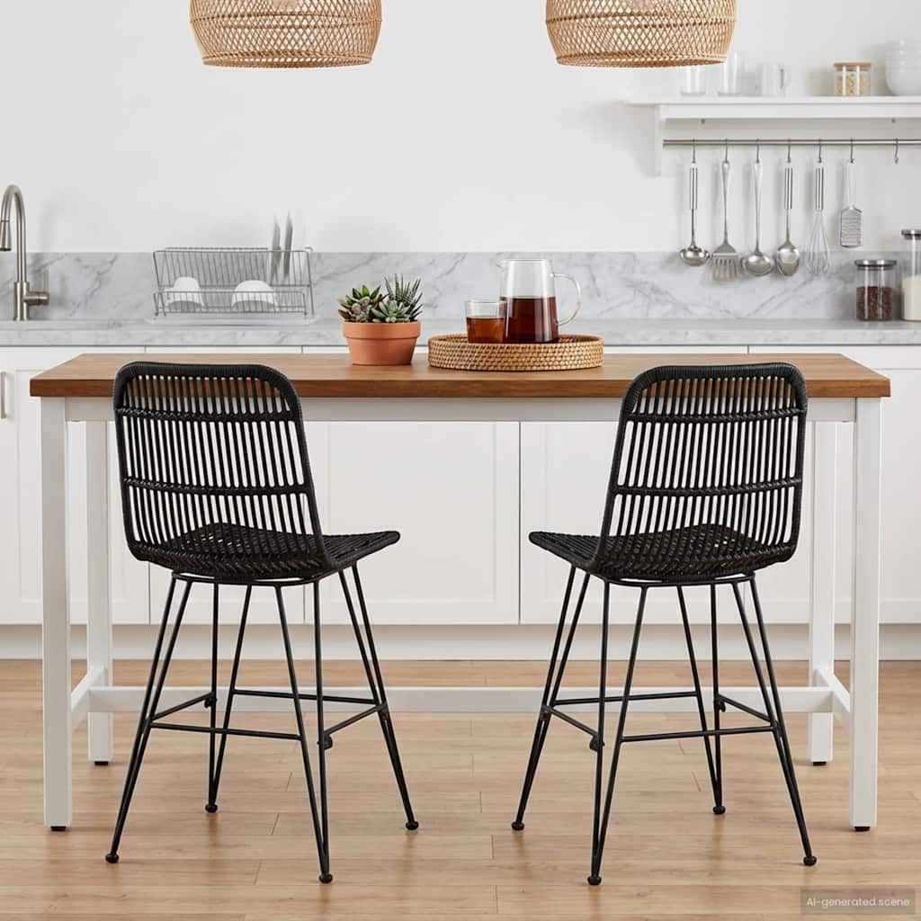vidaXL Eetkamerstoel 2 pcs Naturel 41 x 55 x 85 cm Rattan en staal
