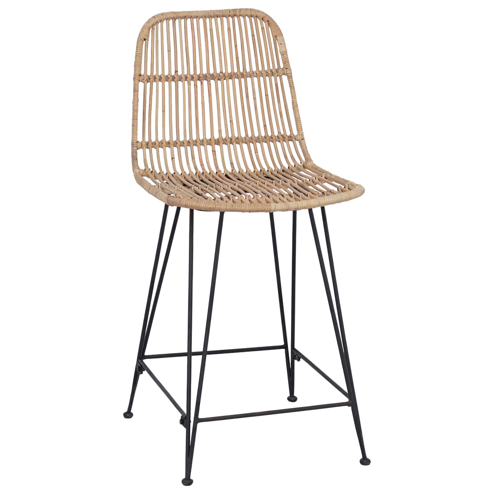vidaXL Barkruk 2 pcs Naturel 44 x 54 x 96 cm Rattan en staal
