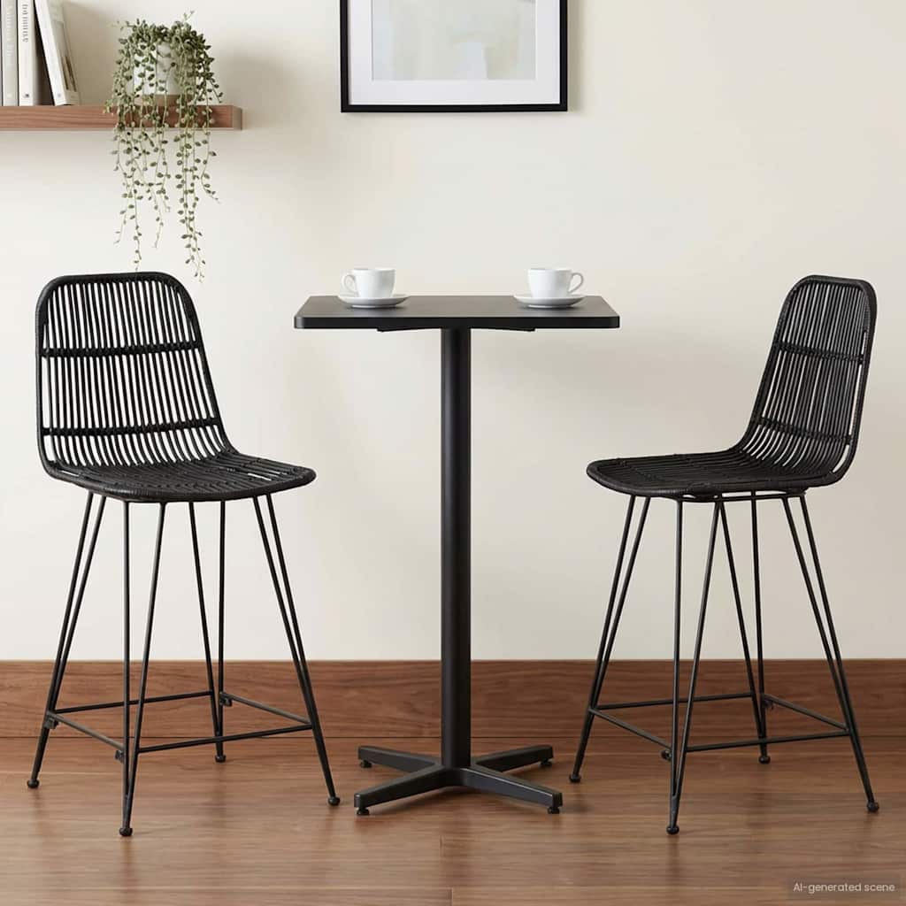 vidaXL Barkruk 2 pcs Naturel 44 x 54 x 96 cm Rattan en staal