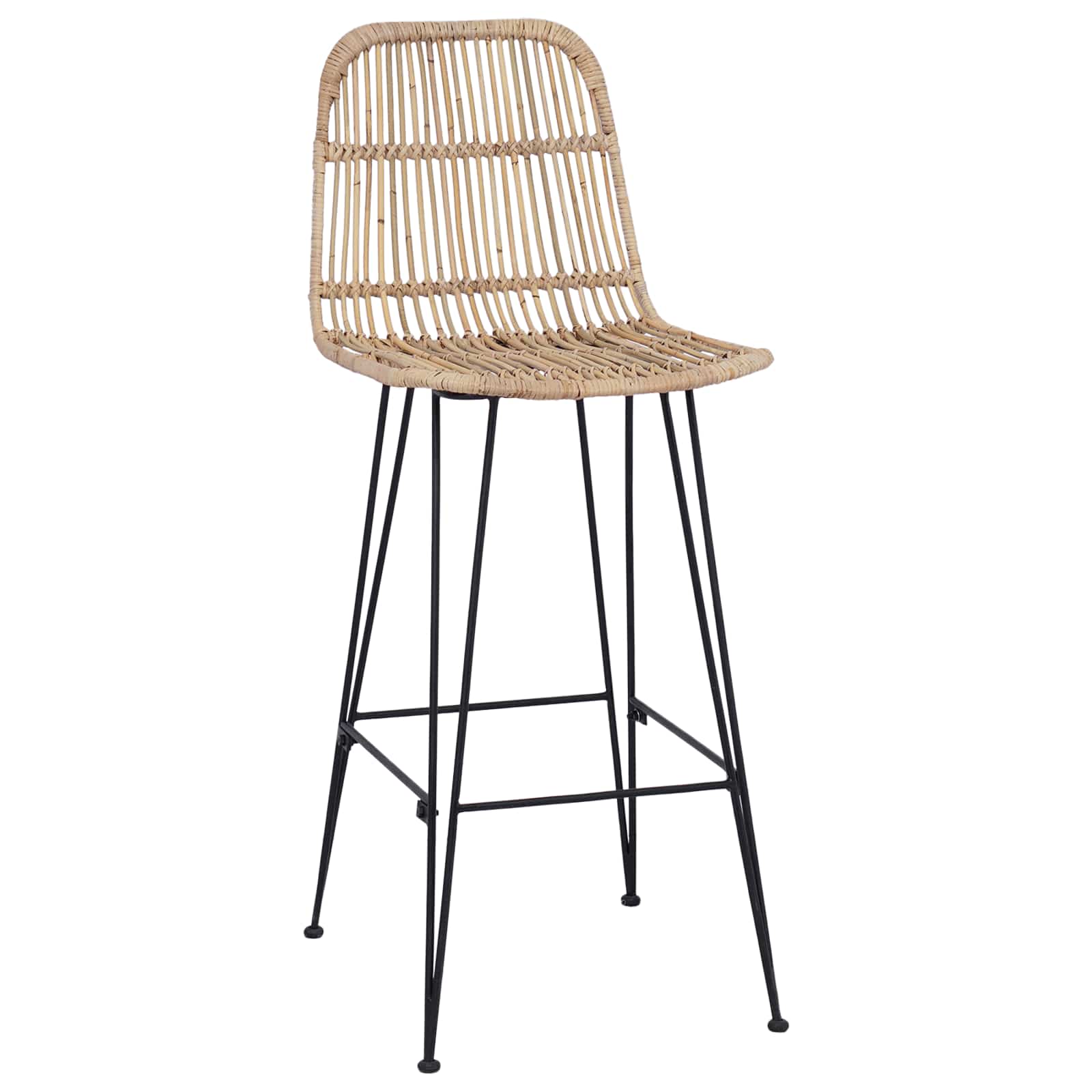 vidaXL Barkruk 2 pcs Naturel 44 x 55 x 109 cm Rattan en staal