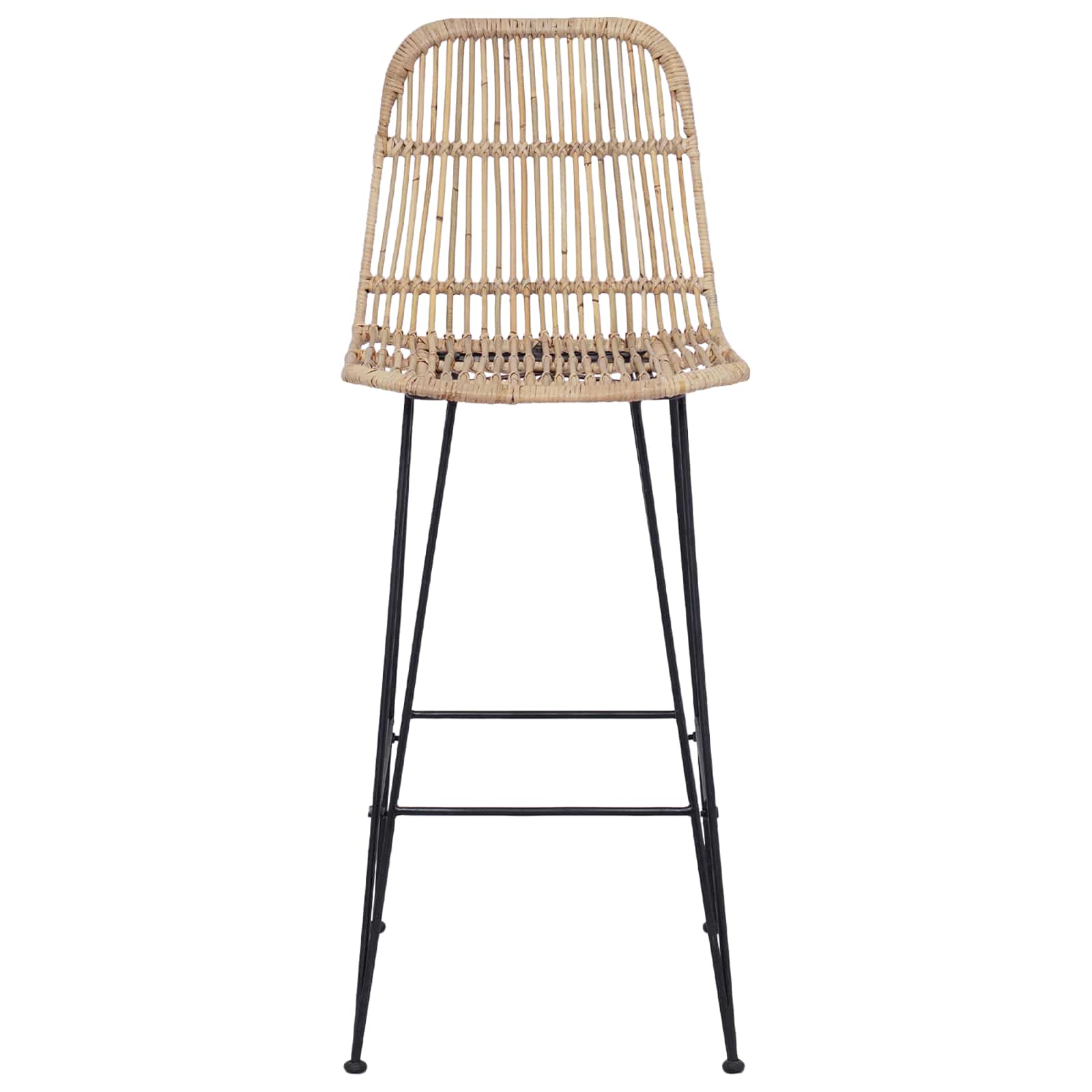 vidaXL Barkruk 2 pcs Naturel 44 x 55 x 109 cm Rattan en staal