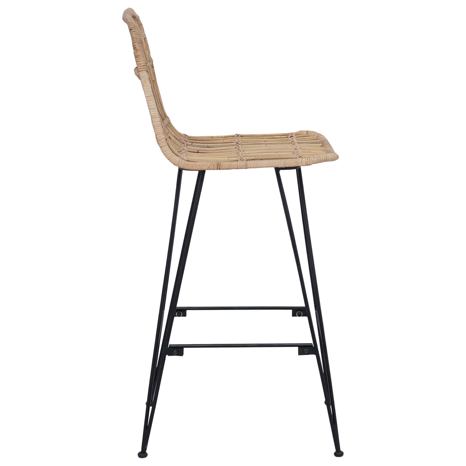 vidaXL Barkruk 2 pcs Naturel 44 x 55 x 109 cm Rattan en staal