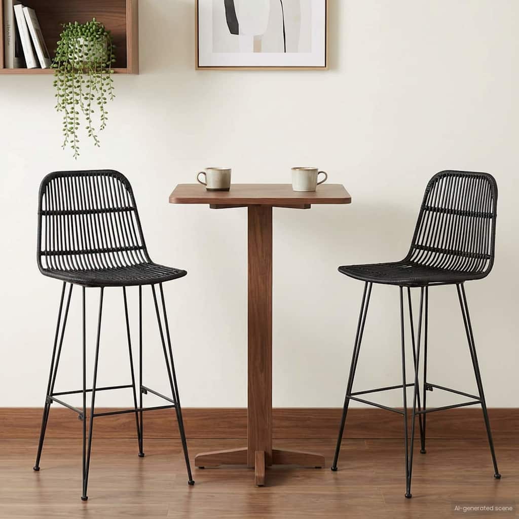 vidaXL Barkruk 2 pcs Naturel 44 x 55 x 109 cm Rattan en staal