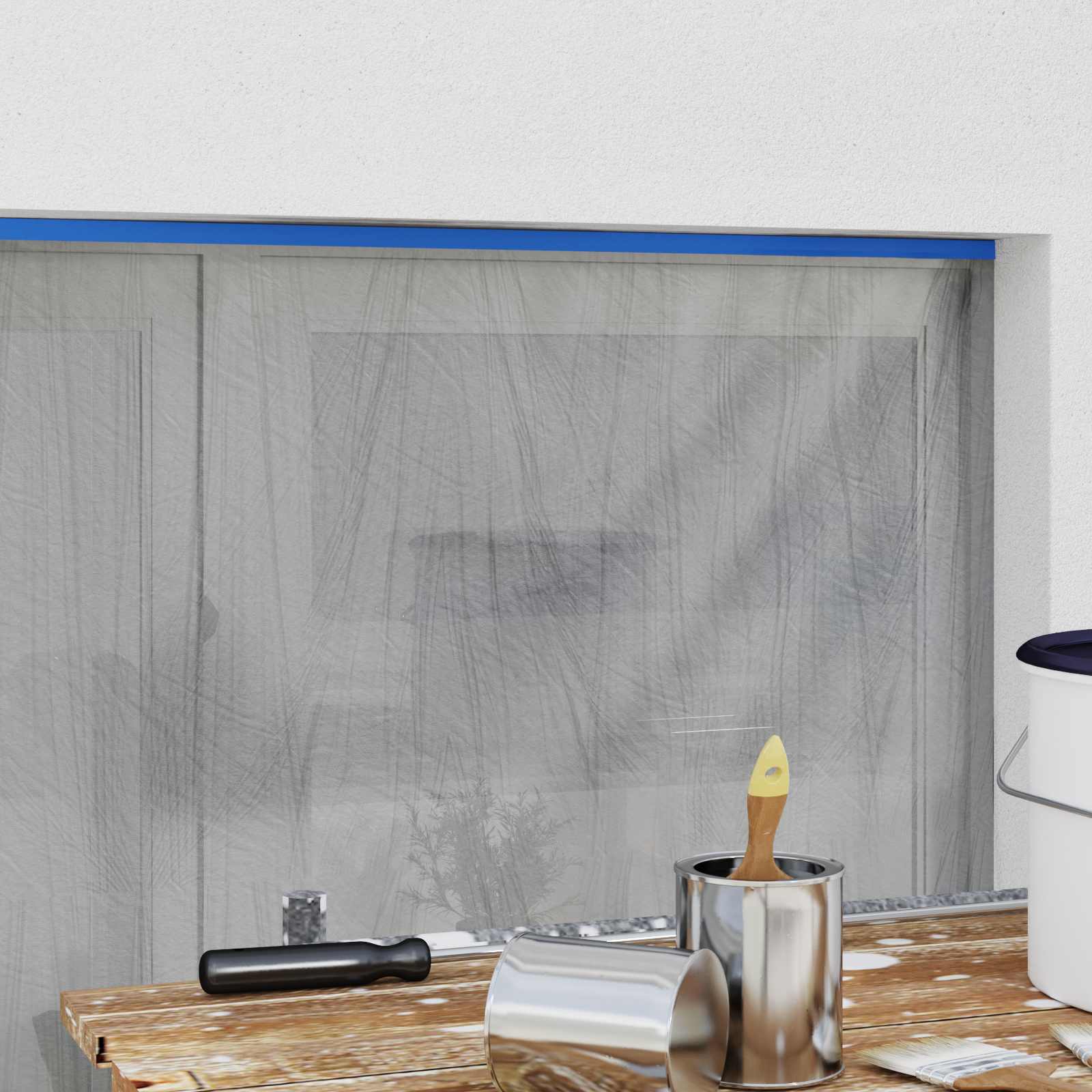 vidaXL Maskeringfilm met plakband Transparant en Blauw
