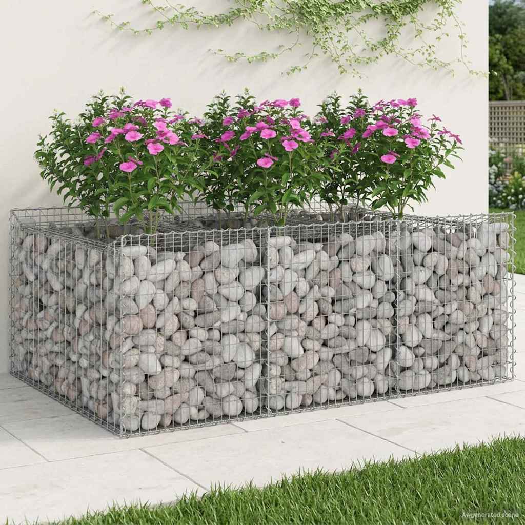 vidaXL Gabion Verhoogd Bed 2 pcs Zilver 300 x 50 x 60 cm