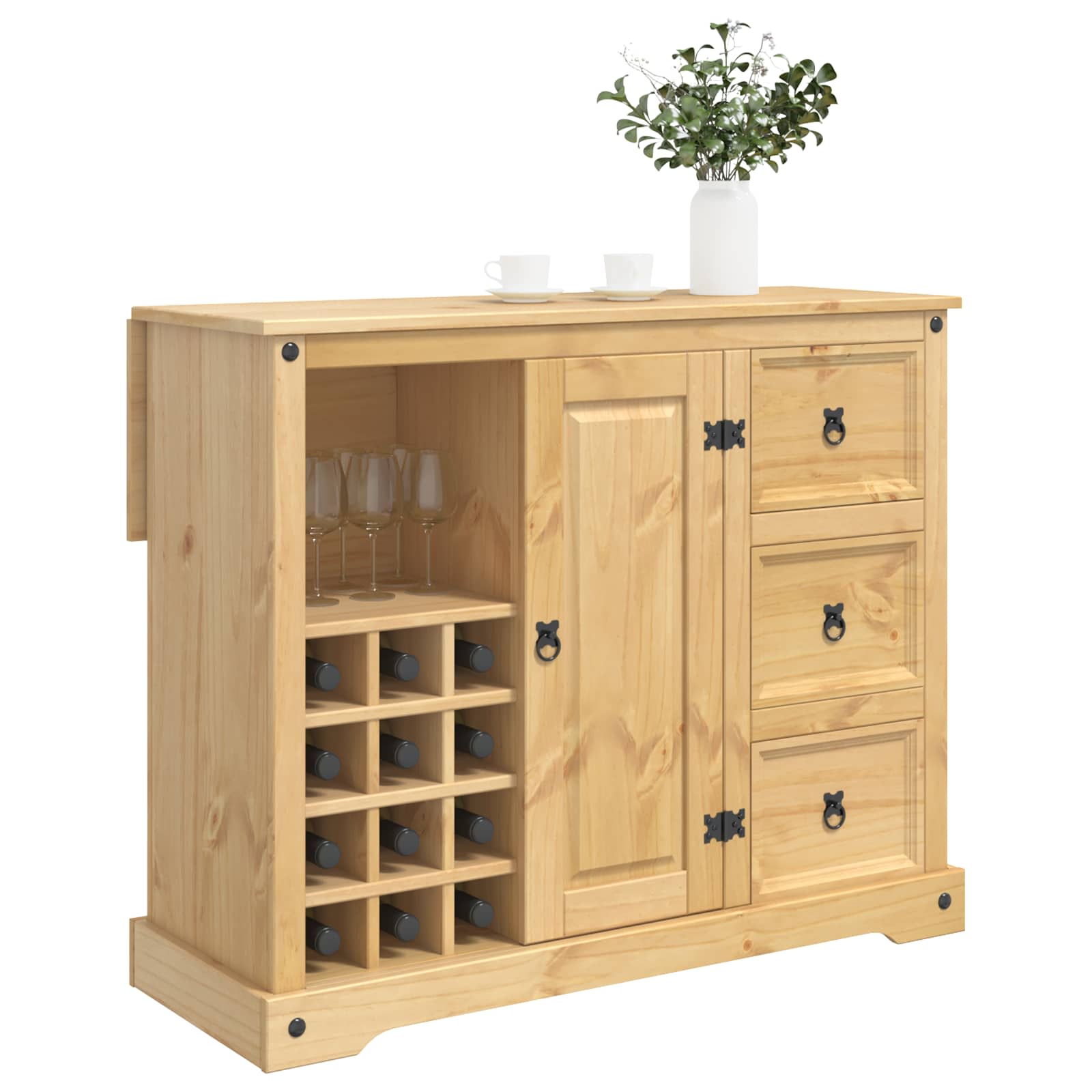 VidaXL Keukenopslag Honing Wax 112 x 70 x 91,5 cm Massief dennenhout