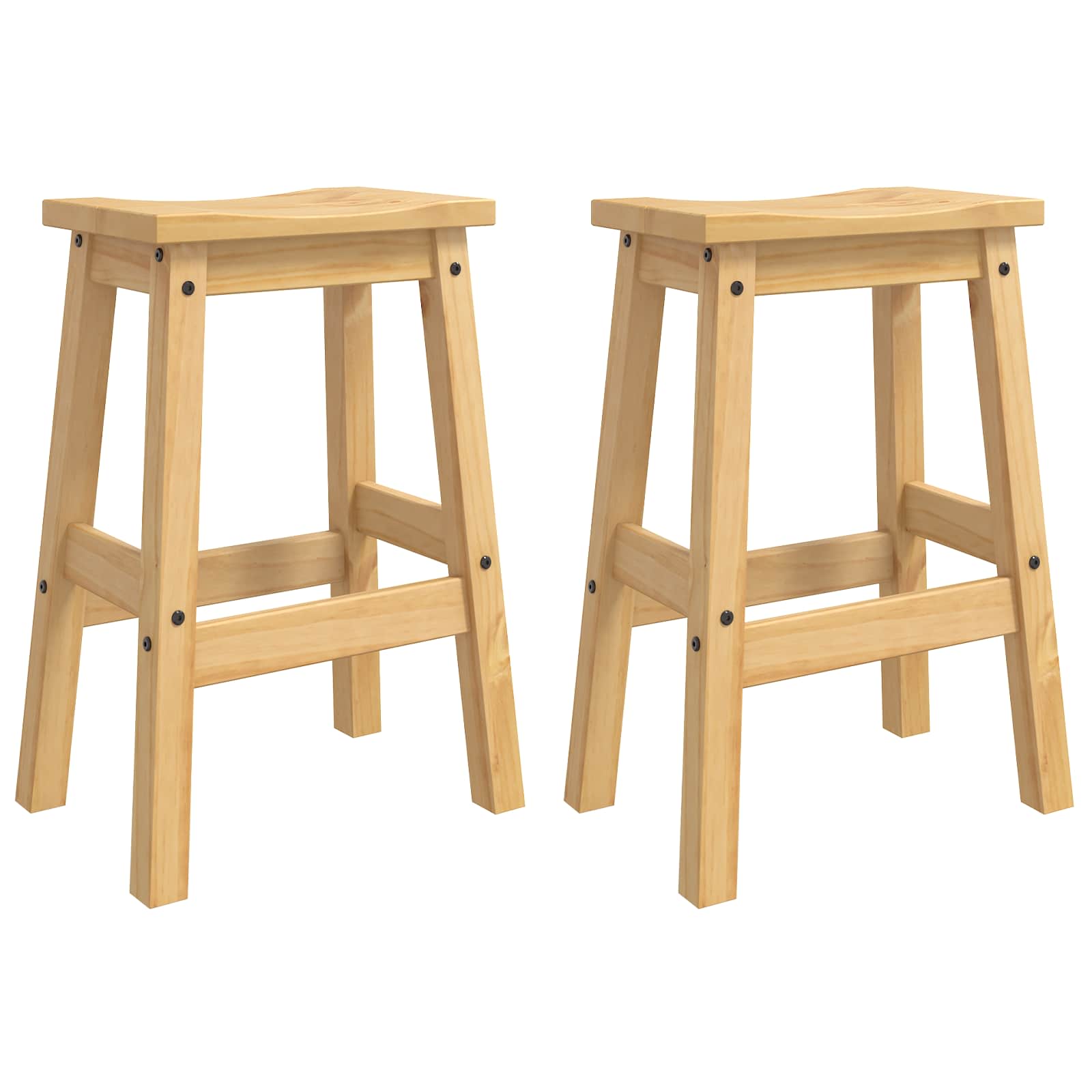VidaXL Barkruk 2 pcs Honing Wax 44 x 30 x 63 cm Massief dennenhout