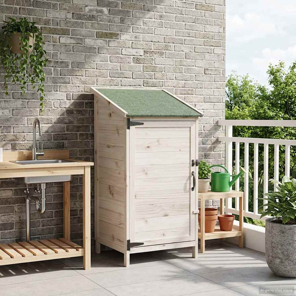 vidaXL Tuinschuur met dak Naturel 59 x 56 x 113,5 cm Massief Vurenhout