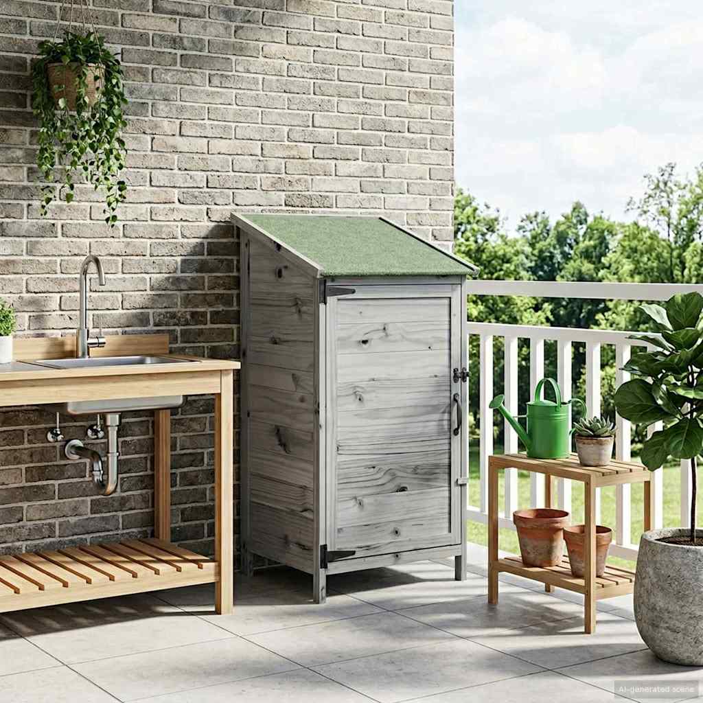 vidaXL Tuinschuur met dak Naturel 59 x 56 x 113,5 cm Massief Vurenhout