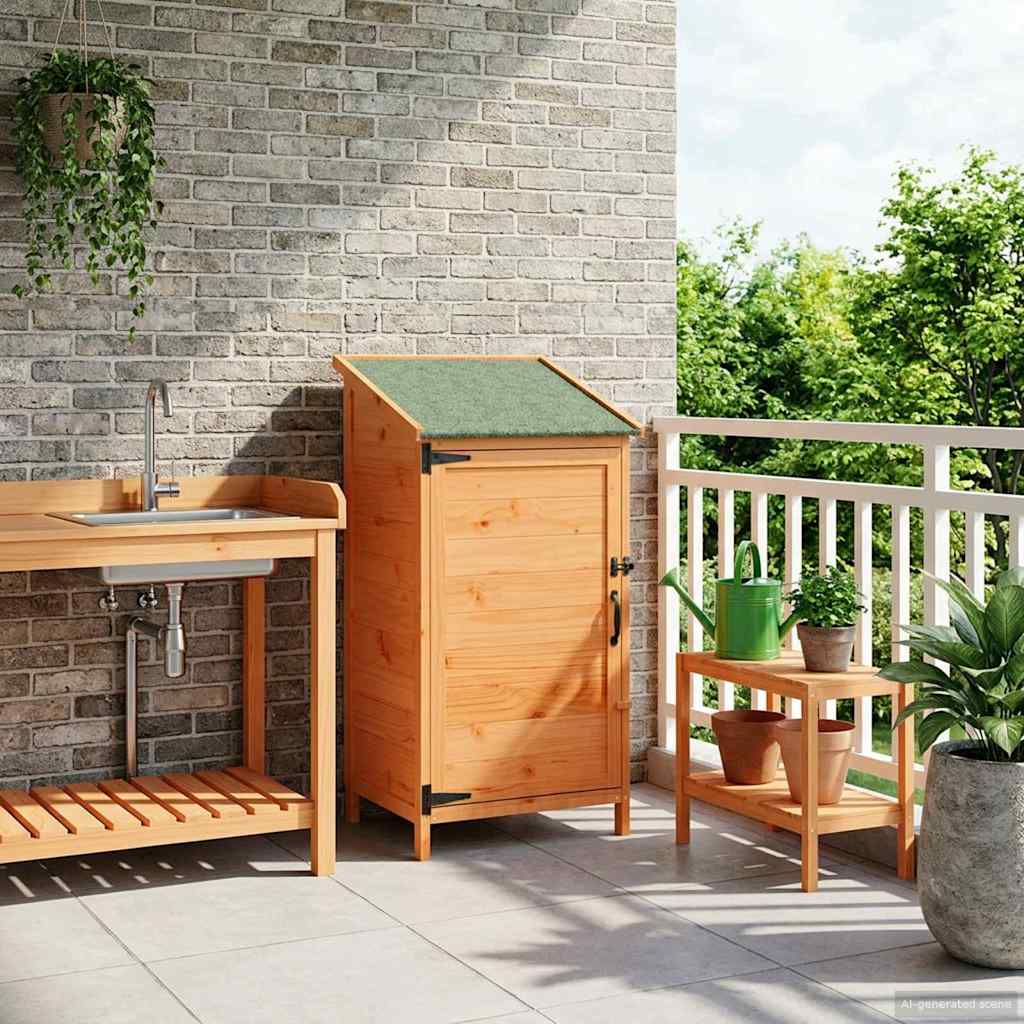 vidaXL Tuinschuur met dak Naturel 59 x 56 x 113,5 cm Massief Vurenhout