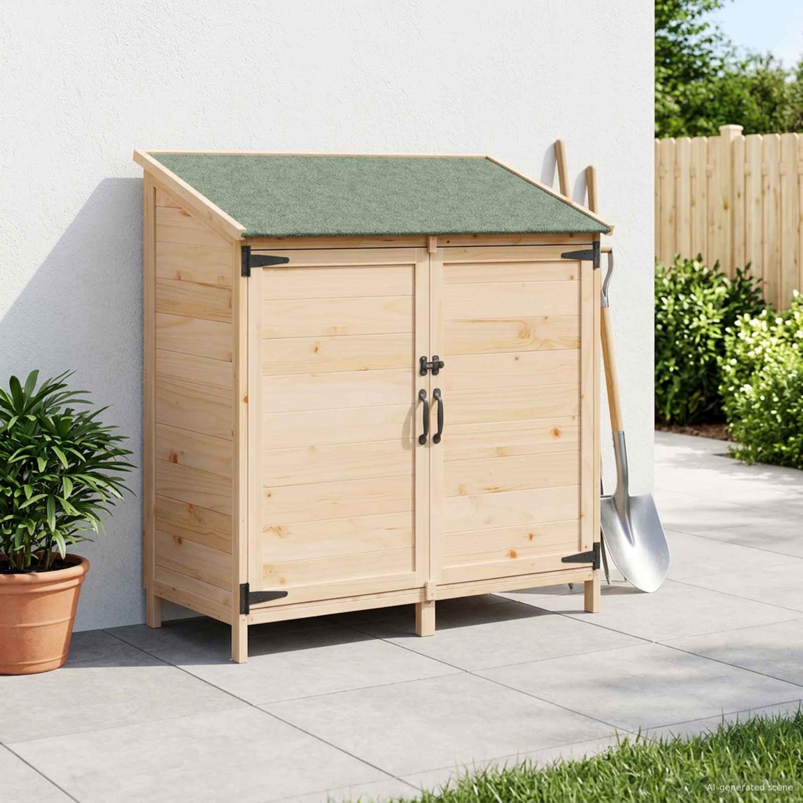 vidaXL Tuinschuur met dak Naturel 59 x 56 x 113,5 cm Massief Vurenhout