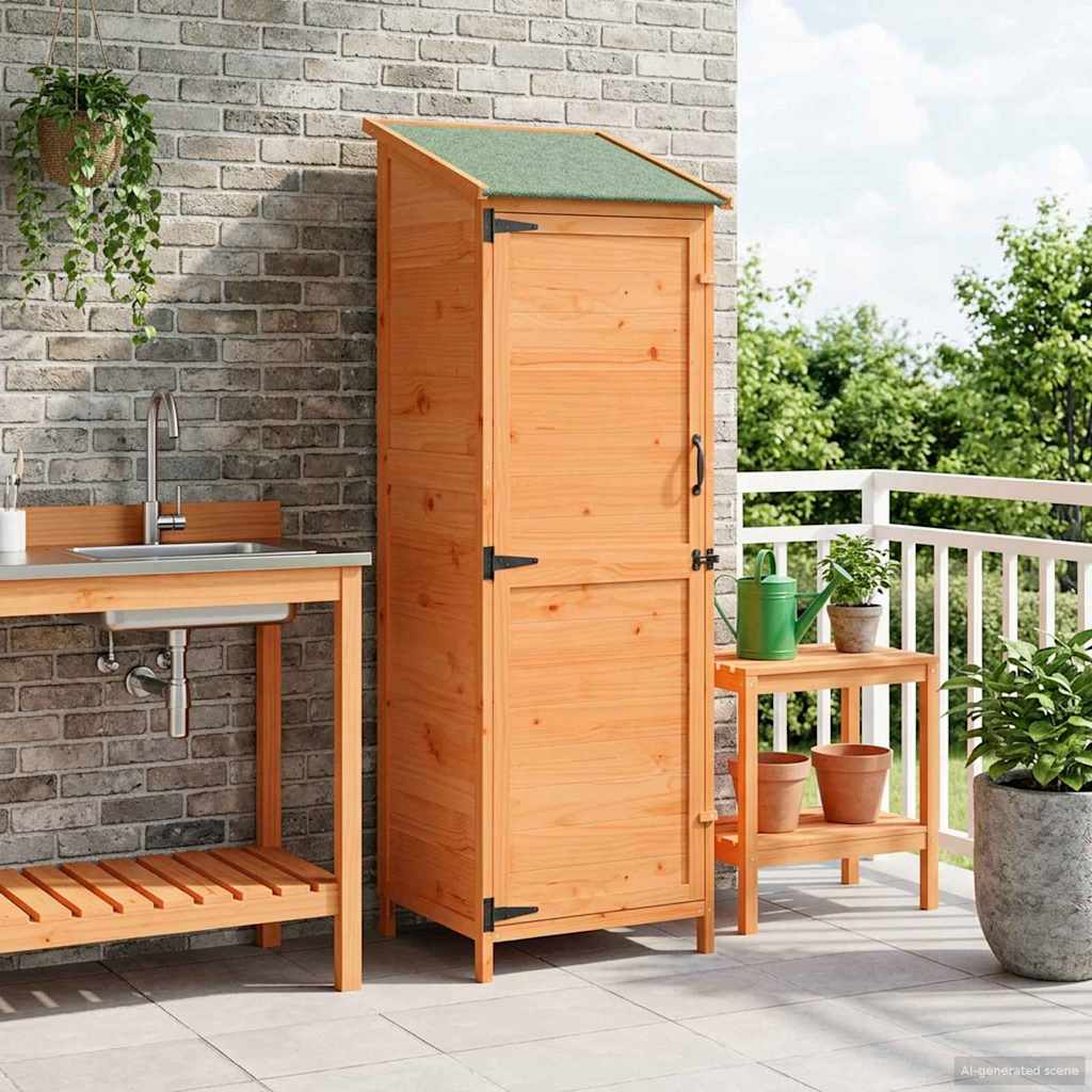 vidaXL Tuinschuur met dak Naturel 59 x 56 x 113,5 cm Massief Vurenhout
