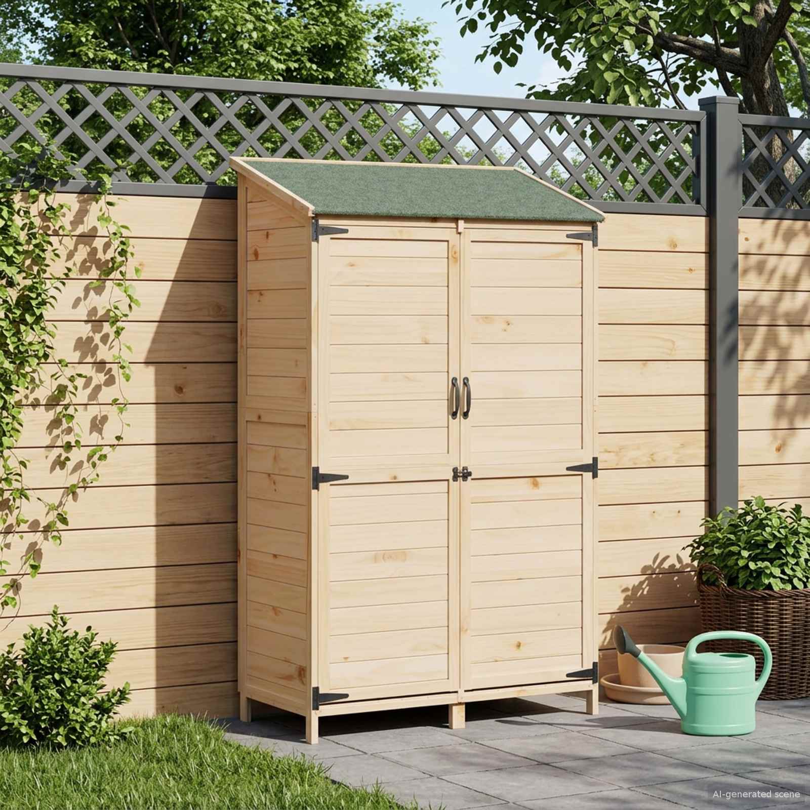 vidaXL Tuinschuur met dak Naturel 59 x 56 x 113,5 cm Massief Vurenhout