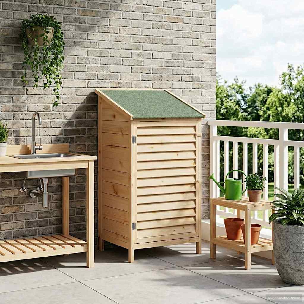 vidaXL Tuinschuur met dak Naturel 59 x 56 x 113,5 cm Massief Vurenhout