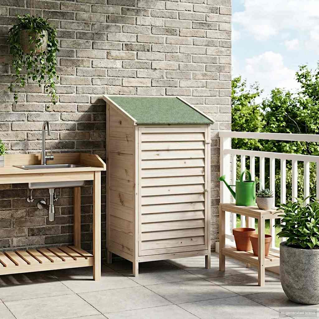 vidaXL Tuinschuur met dak Naturel 59 x 56 x 113,5 cm Massief Vurenhout