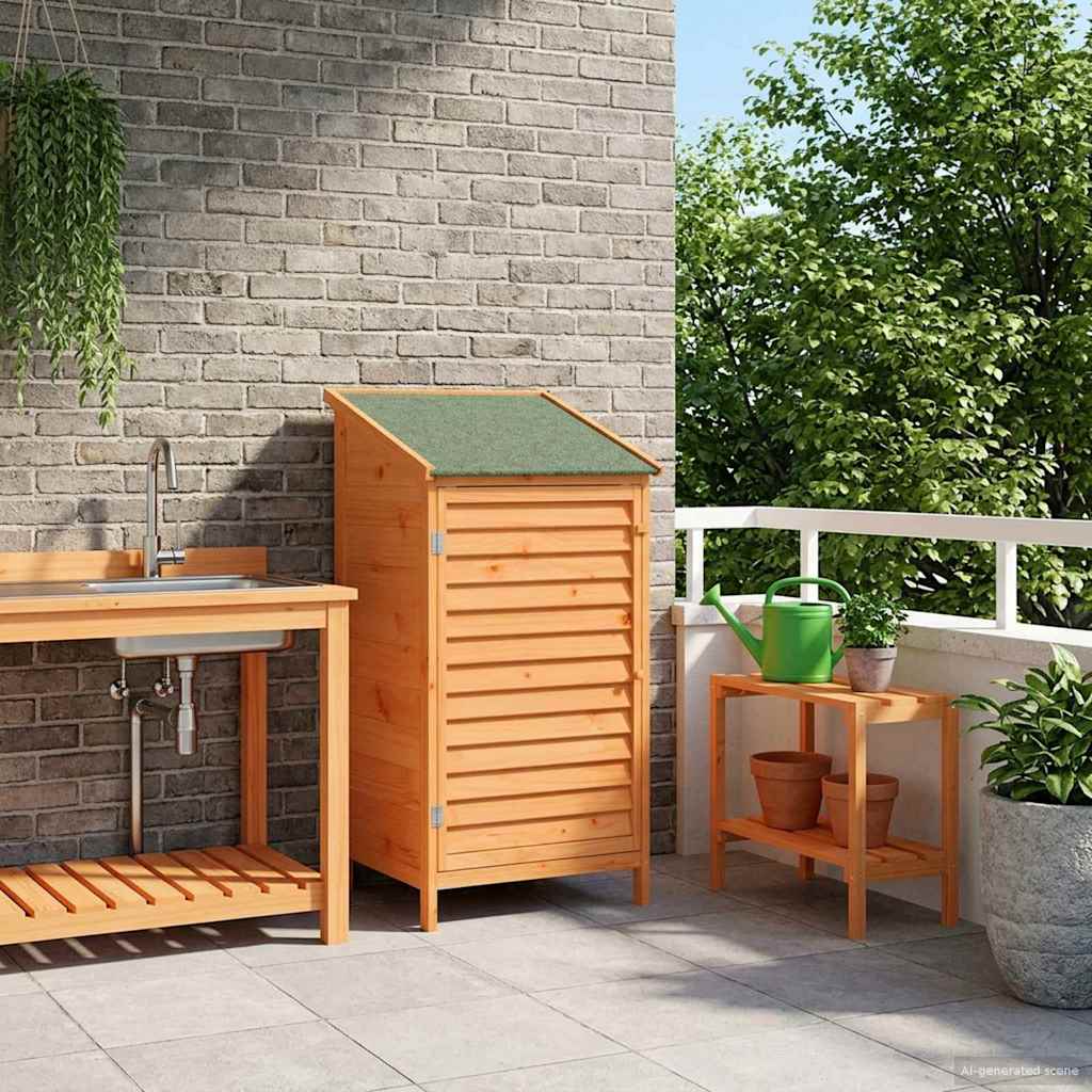 vidaXL Tuinschuur met dak Naturel 59 x 56 x 113,5 cm Massief Vurenhout