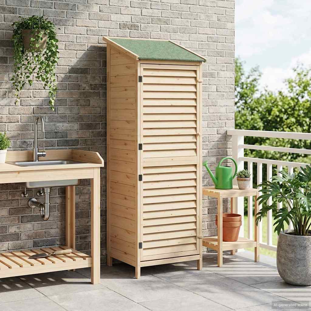 vidaXL Tuinschuur met dak Naturel 59 x 56 x 113,5 cm Massief Vurenhout