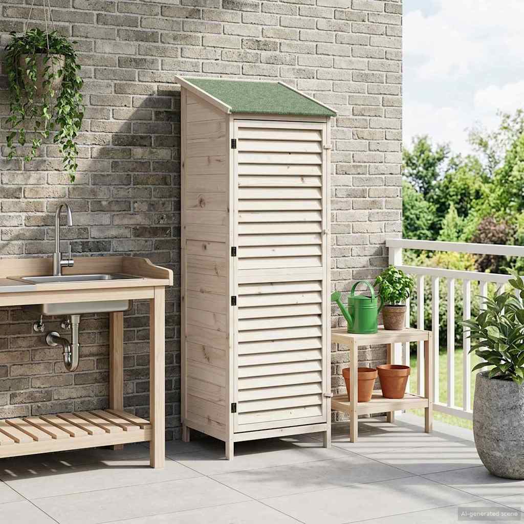 vidaXL Tuinschuur met dak Naturel 59 x 56 x 113,5 cm Massief Vurenhout