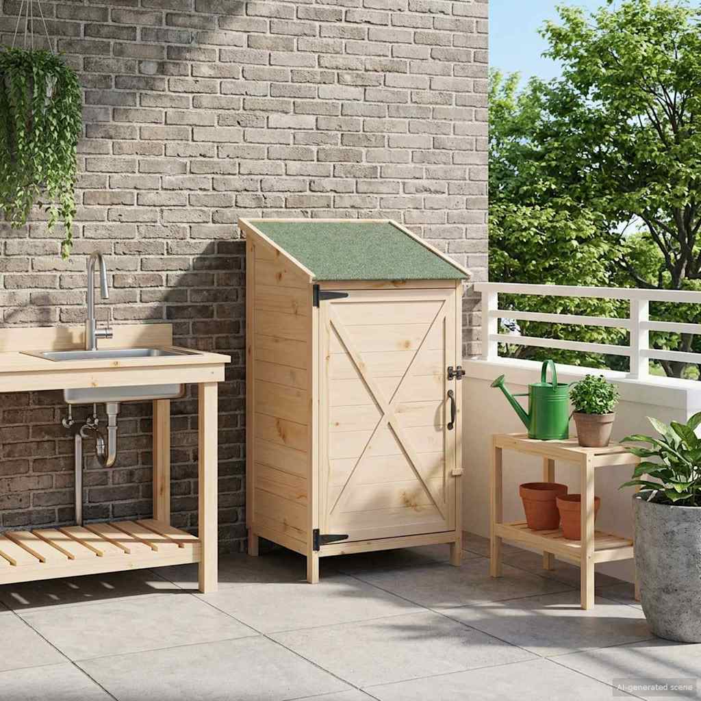vidaXL Tuinschuur Naturel 59,5 x 56 x 113,5 cm Massief Vurenhout