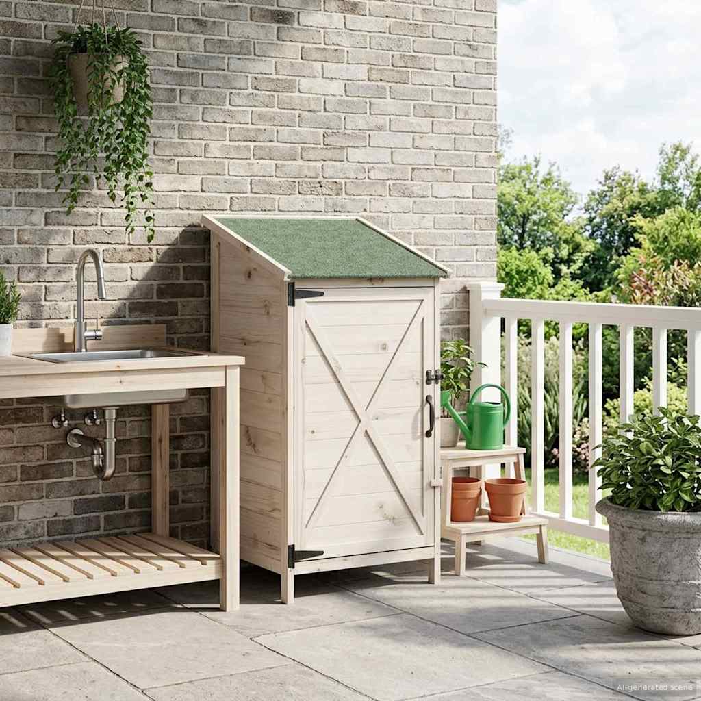 vidaXL Tuinschuur Naturel 59,5 x 56 x 113,5 cm Massief Vurenhout
