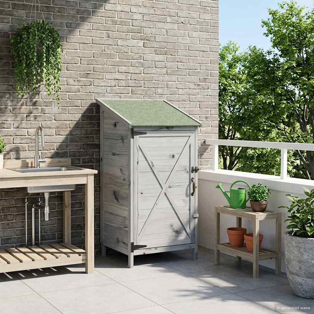 vidaXL Tuinschuur Naturel 59,5 x 56 x 113,5 cm Massief Vurenhout
