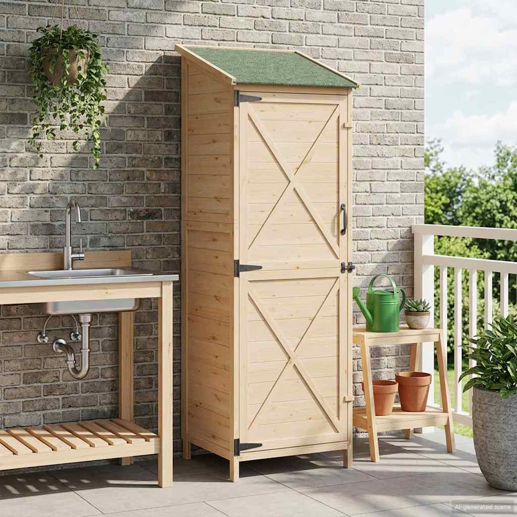 vidaXL Tuinschuur Naturel 59,5 x 56 x 113,5 cm Massief Vurenhout