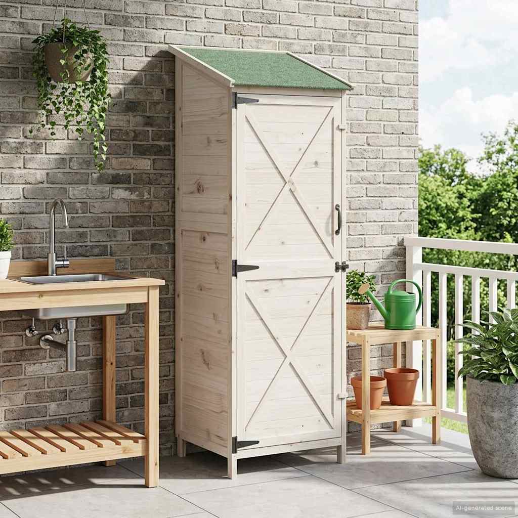 vidaXL Tuinschuur Naturel 59,5 x 56 x 113,5 cm Massief Vurenhout