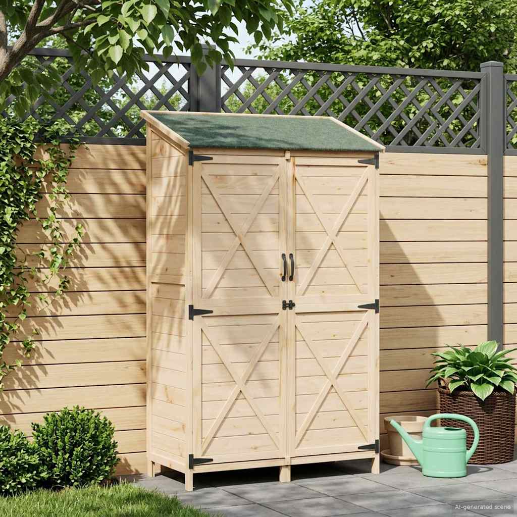 vidaXL Tuinschuur Naturel 59,5 x 56 x 113,5 cm Massief Vurenhout