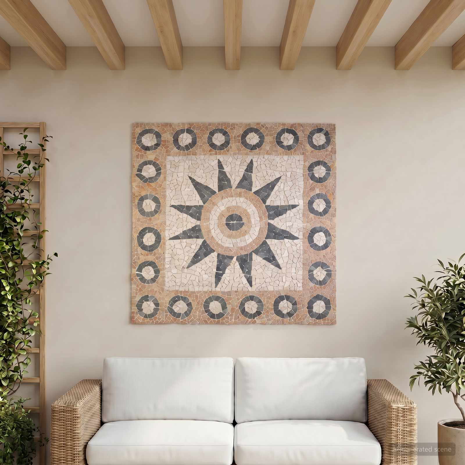 vidaXL Mosaic Tiles Bloem Patroon Meerkleurig 120 x 120 cm Marmer
