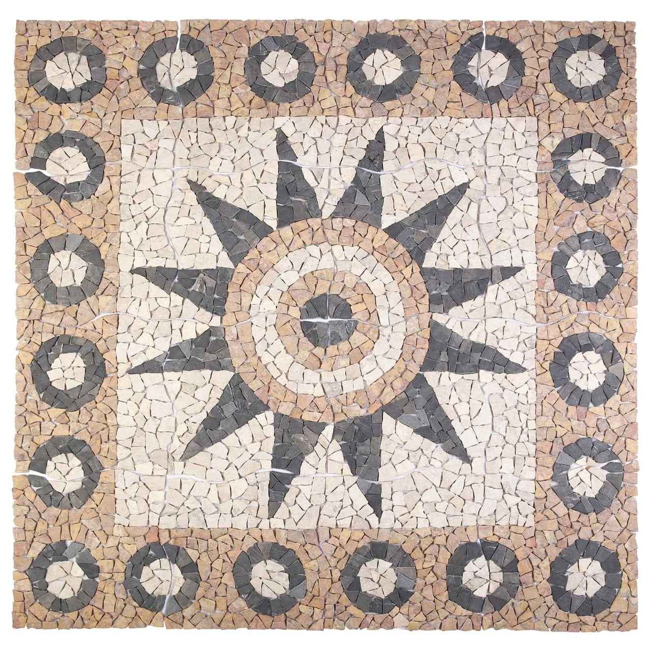 vidaXL Mosaic Tiles Bloem Patroon Meerkleurig 120 x 120 cm Marmer